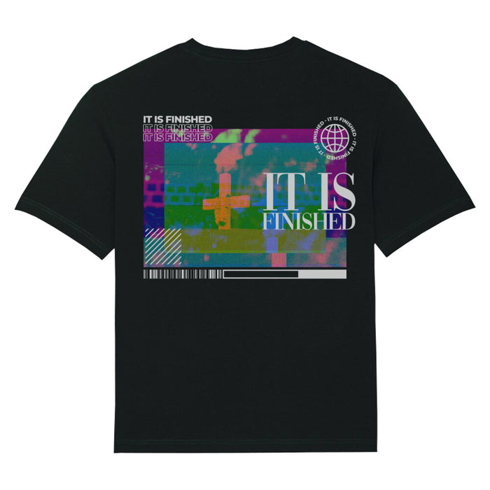 Het is afgewerkt met een gekleurde oversized T-shirt-backprint