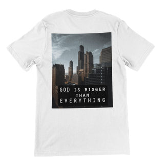 God is groter T-shirt rugafdruk