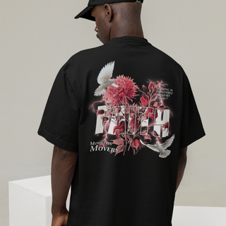 Faith Flower Premium oversize T-shirt met print op de rug