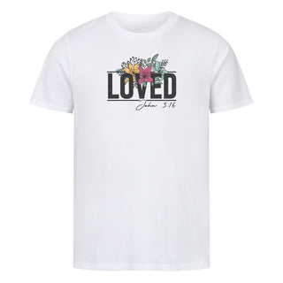 Loved John 3,16 T-Shirt Frontprint christliche Streetwear Mountain Movers